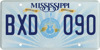 MS license plate BXD090