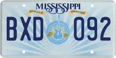 MS license plate BXD092