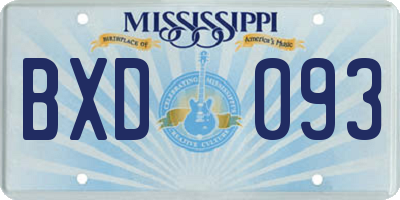 MS license plate BXD093