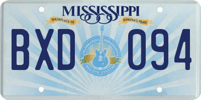 MS license plate BXD094