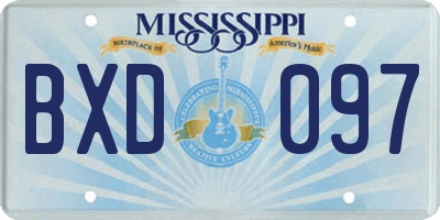 MS license plate BXD097