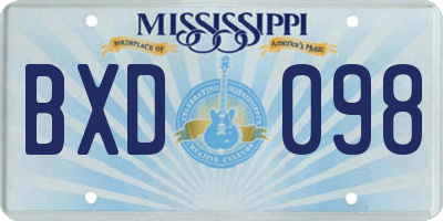 MS license plate BXD098