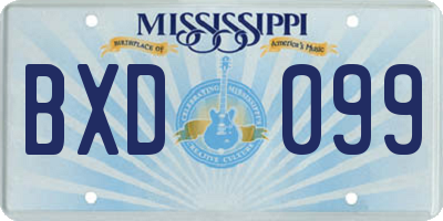 MS license plate BXD099