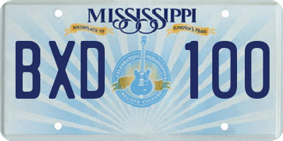 MS license plate BXD100