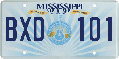 MS license plate BXD101