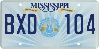 MS license plate BXD104