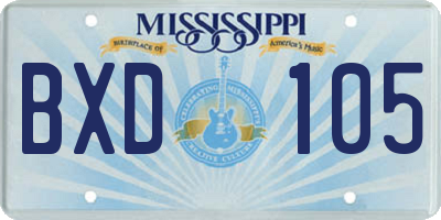 MS license plate BXD105