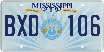 MS license plate BXD106