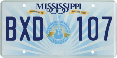 MS license plate BXD107