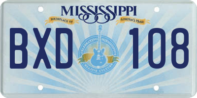 MS license plate BXD108