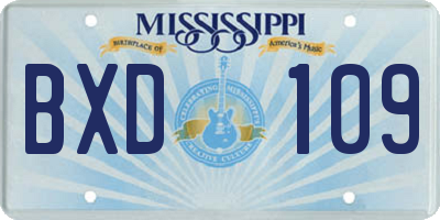 MS license plate BXD109