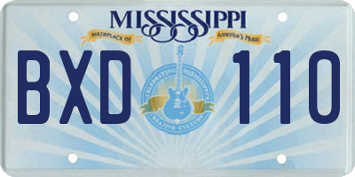 MS license plate BXD110