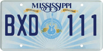 MS license plate BXD111