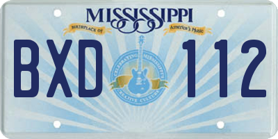 MS license plate BXD112
