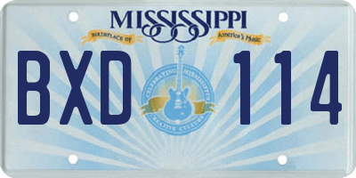 MS license plate BXD114