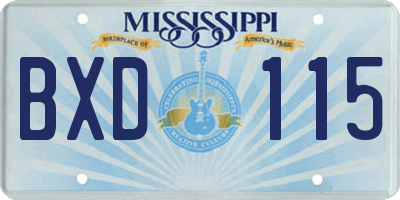 MS license plate BXD115