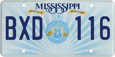 MS license plate BXD116