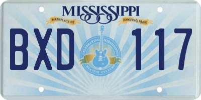 MS license plate BXD117