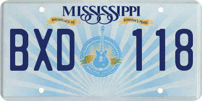 MS license plate BXD118