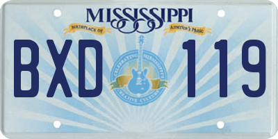 MS license plate BXD119