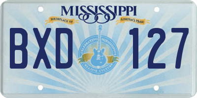 MS license plate BXD127