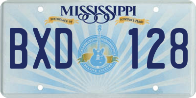 MS license plate BXD128
