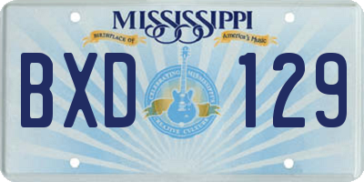 MS license plate BXD129