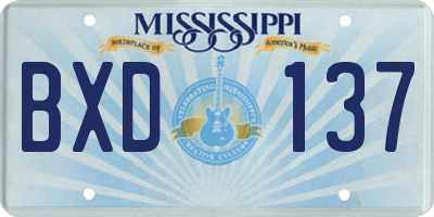 MS license plate BXD137