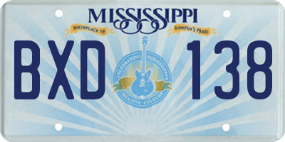 MS license plate BXD138