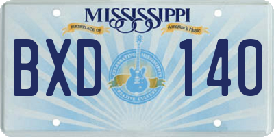 MS license plate BXD140