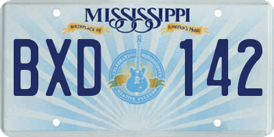 MS license plate BXD142