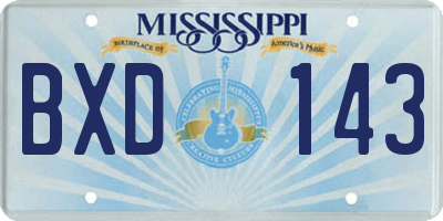 MS license plate BXD143