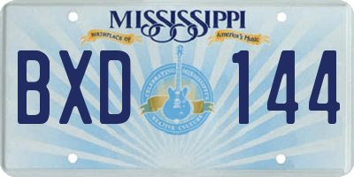 MS license plate BXD144