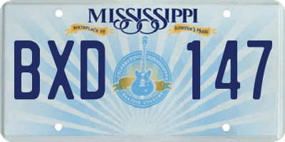 MS license plate BXD147