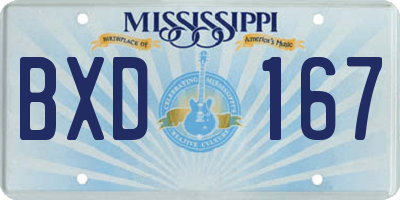MS license plate BXD167