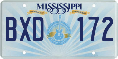 MS license plate BXD172