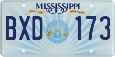 MS license plate BXD173