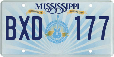 MS license plate BXD177