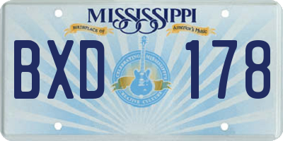 MS license plate BXD178