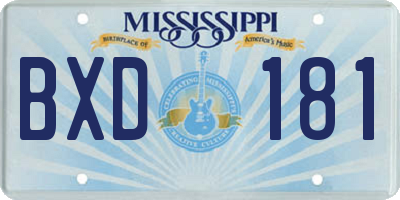 MS license plate BXD181