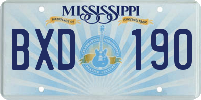 MS license plate BXD190