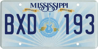 MS license plate BXD193