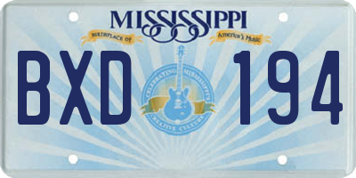 MS license plate BXD194