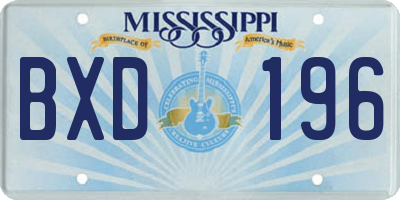 MS license plate BXD196