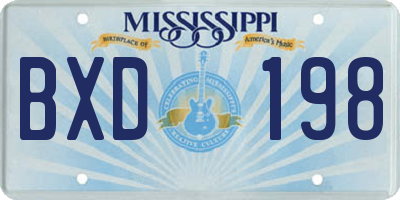 MS license plate BXD198