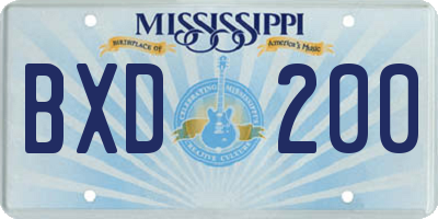 MS license plate BXD200