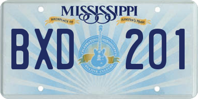 MS license plate BXD201