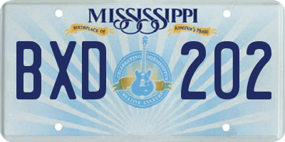 MS license plate BXD202