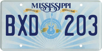 MS license plate BXD203