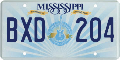 MS license plate BXD204